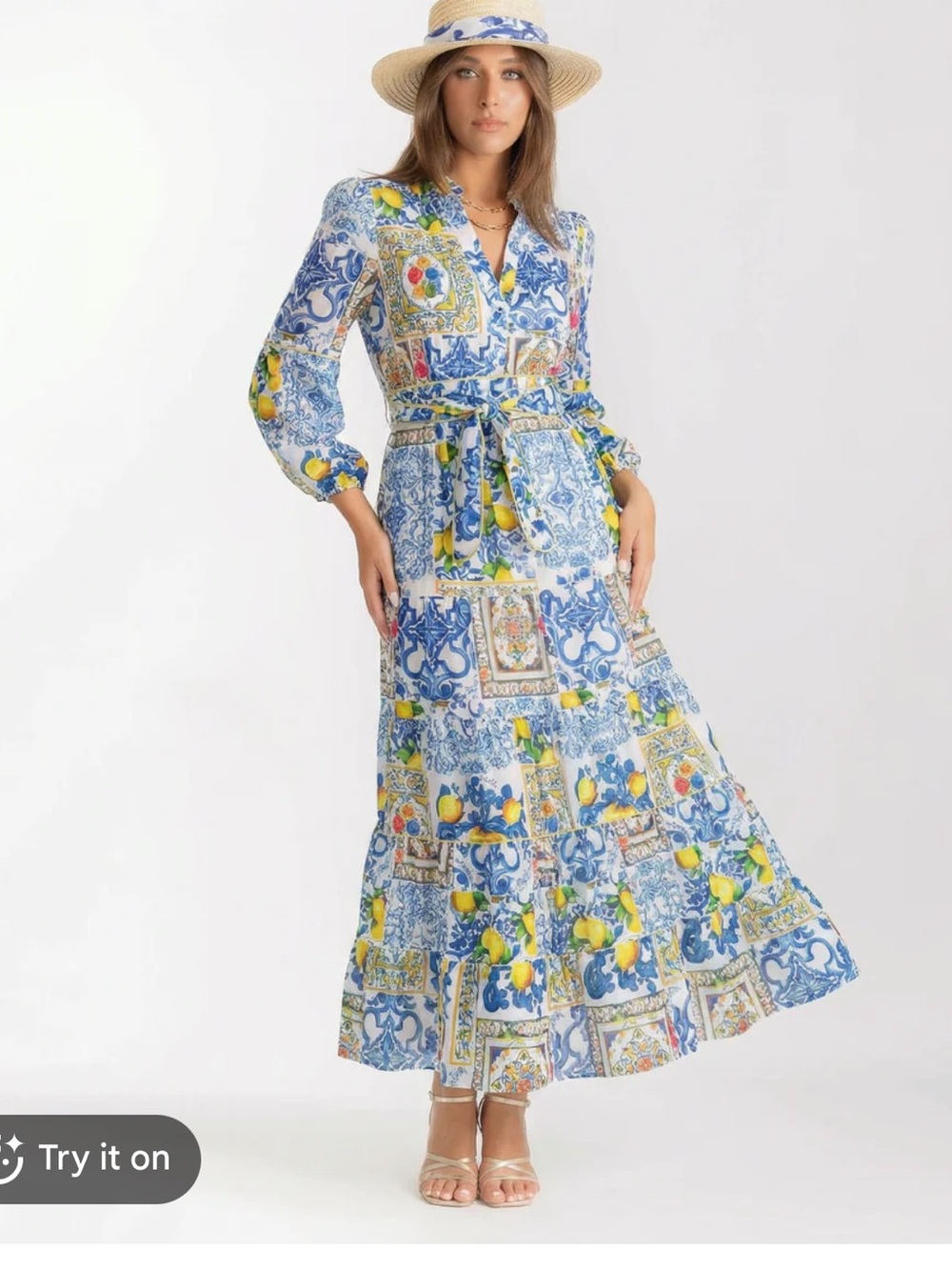 EUC Marina St Barth POSITANO DRESS NEREA Lemons 100% Linen $675
